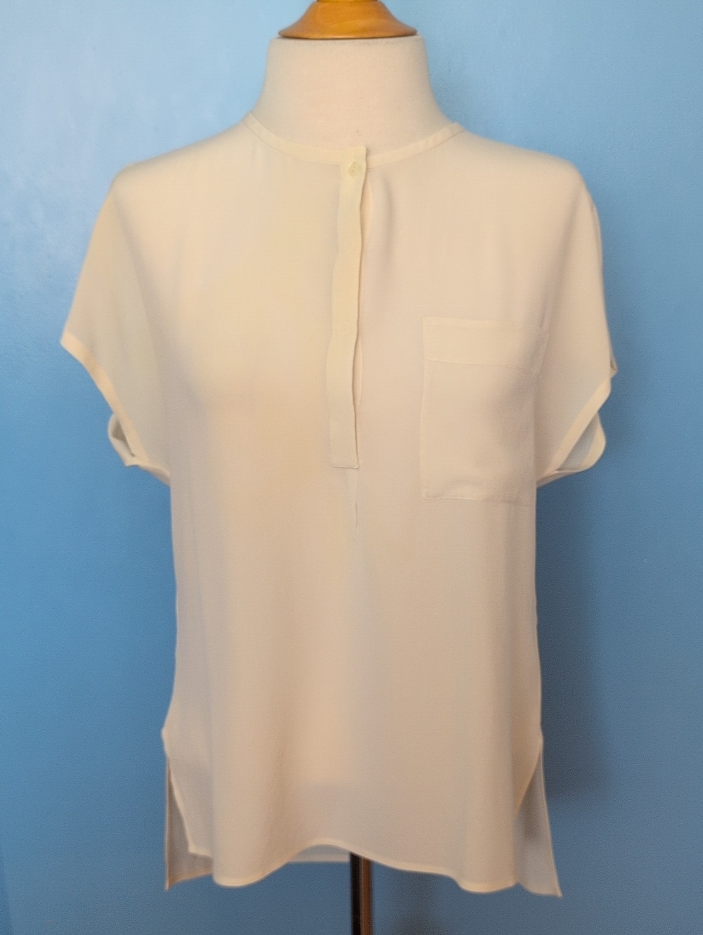 Madewell 100% Silk Catchpoint Tee Blouse Cream Size S